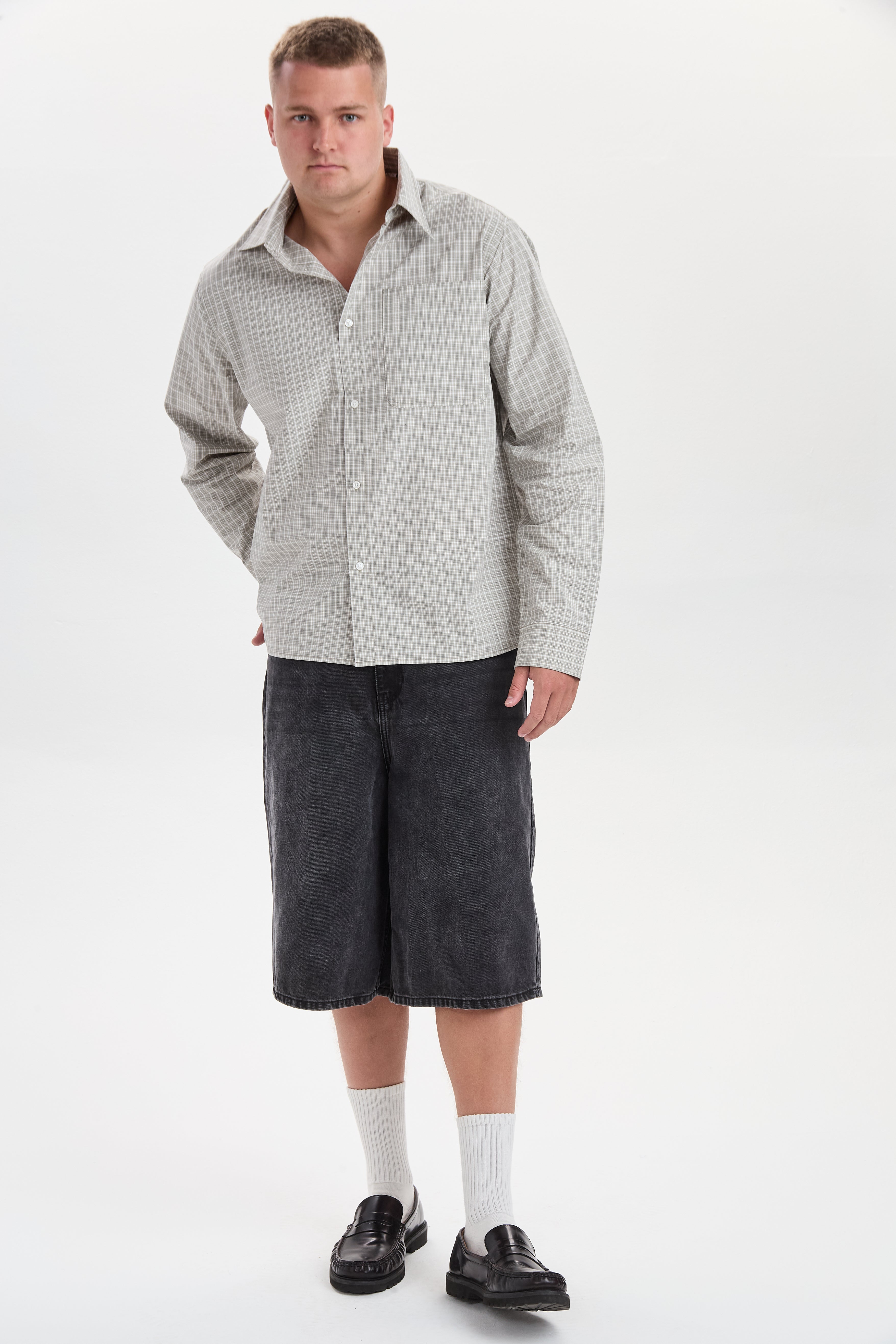 DXHarri Black Wide Fit Denim Shorts